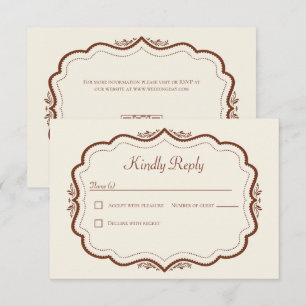 Carte de réponse de mariage automnal élégant vinta