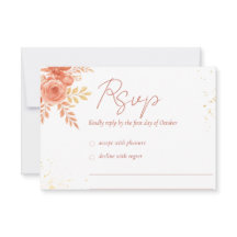 Carte de réponse de mariage automnal floral rose é