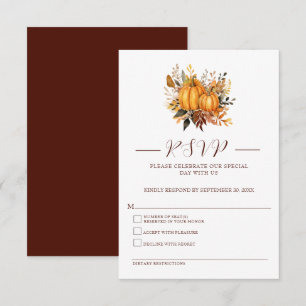Carte de réponse de mariage automnal moderne avec