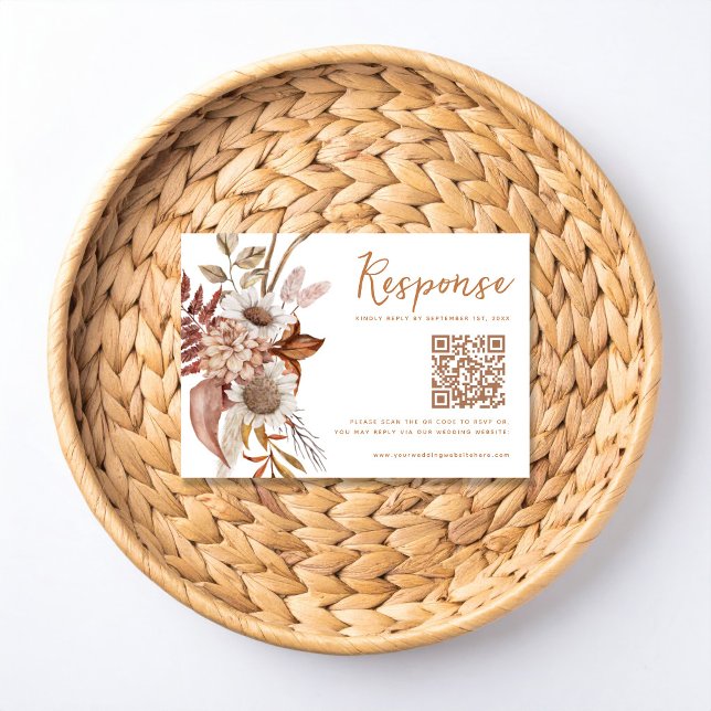 Carte de réponse de mariage automnal rustique Tomb (Créateur téléchargé)