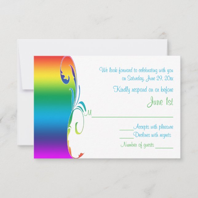 Carte de réponse de mariage aux couleurs de l'arc- (Devant)