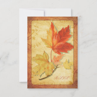 Carte de réponse de mariage aux feuilles d'automne