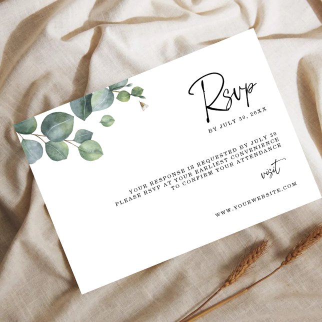 Carte de réponse de mariage aux feuilles d'eucalyp (Créateur téléchargé)