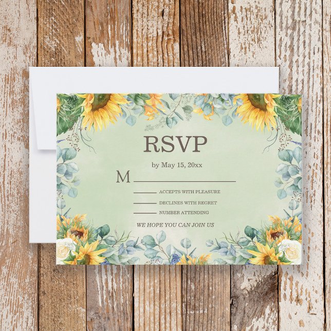 Carte de réponse de mariage aux feuilles d'eucalyp (Créateur téléchargé)