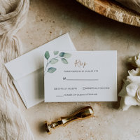 Carte de réponse de mariage aux feuilles vertes fo