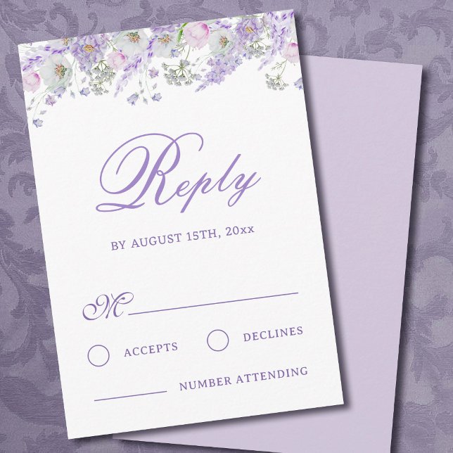 Carte de réponse de mariage aux fleurs de lilas (Créateur téléchargé)