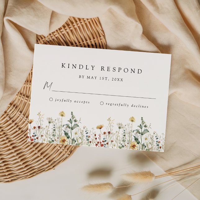 Carte de réponse de mariage aux fleurs sauvages (Créateur téléchargé)