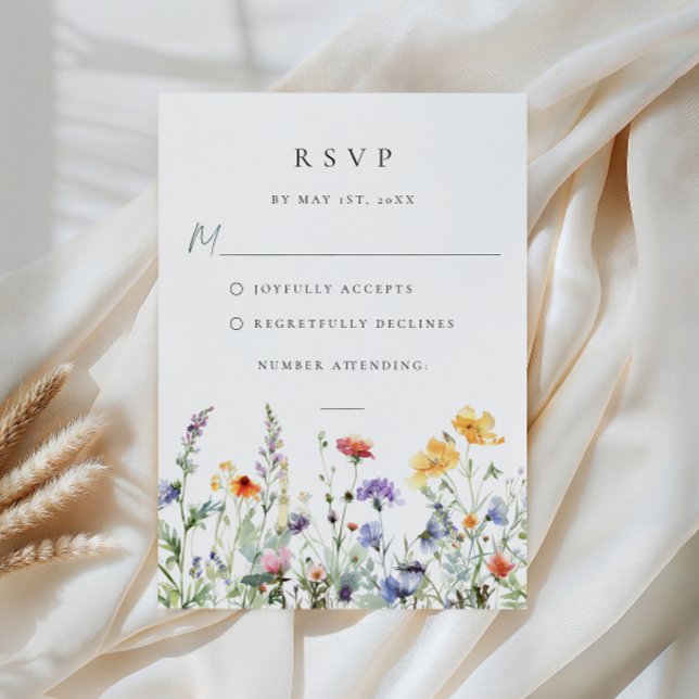 Carte de réponse de mariage aux fleurs sauvages (Créateur téléchargé)