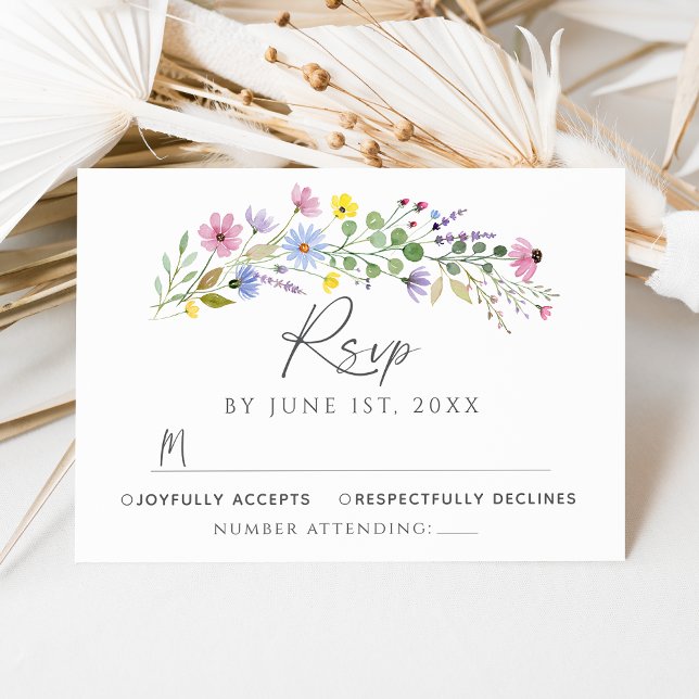 Carte de réponse de mariage aux fleurs sauvages Bo (Créateur téléchargé)