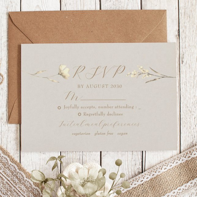 Carte de réponse de mariage aux fleurs sauvages bo (Créateur téléchargé)
