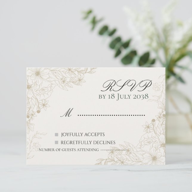 Carte de réponse de mariage aux fleurs sauvages Bo (Debout devant)