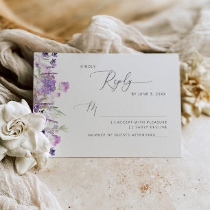 Carte de réponse de mariage aux fleurs sauvages él