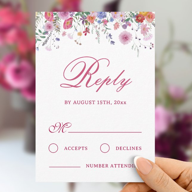 Carte de réponse de mariage aux fleurs sauvages fr (Créateur téléchargé)