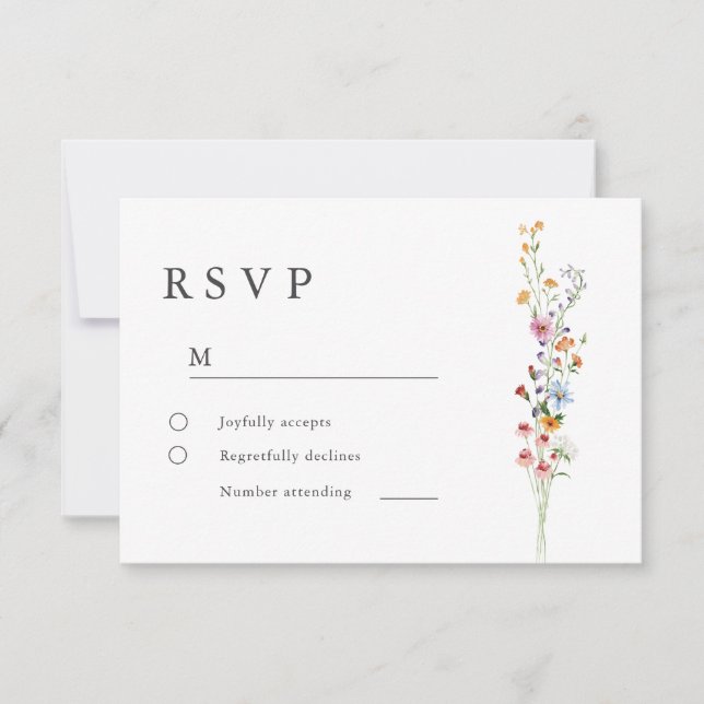 Carte de réponse de mariage aux fleurs sauvages mi (Devant)