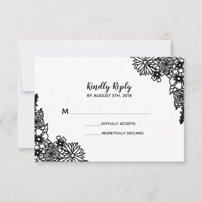 Carte de réponse de mariage aux fleurs sauvages no (Devant)