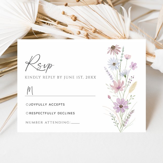 Carte de réponse de mariage aux fleurs sauvages pa (Créateur téléchargé)