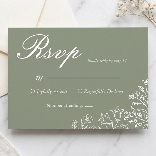 Carte de réponse de mariage aux fleurs sauvages ve (Créateur téléchargé)
