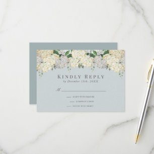 Carte de réponse de mariage aux hortensias bleu po