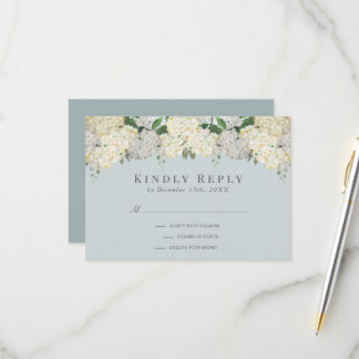 Carte de réponse de mariage aux hortensias bleu po