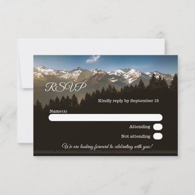 Carte de réponse de mariage aux montagnes peintes (Devant)