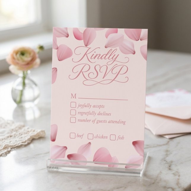 Carte de réponse de mariage aux pétales de rose ro (Créateur téléchargé)