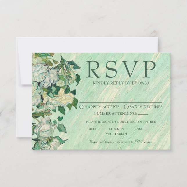 Carte de réponse de mariage aux roses de Van Gogh (Devant)