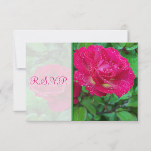 Carte de réponse de mariage aux roses roses et jau