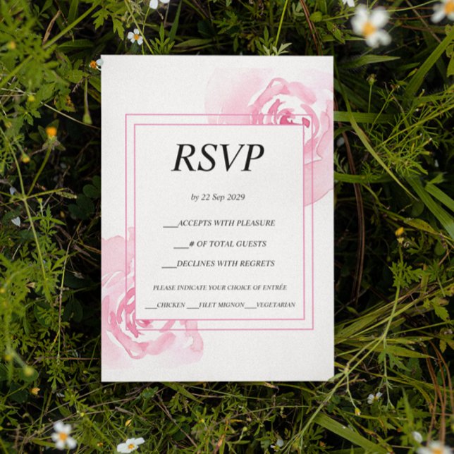 Carte de réponse de mariage aux roses roses romant (Créateur téléchargé)