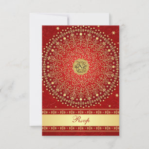 Carte de réponse de mariage aux rouleaux rouge et 