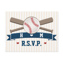 Carte de réponse de mariage avec baseball monogram