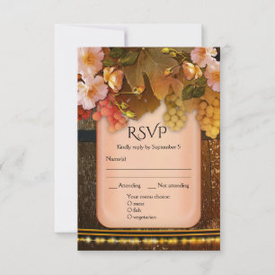 Carte de réponse de mariage avec choix de menu à t