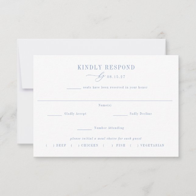 Carte de réponse de mariage avec choix de repas CA (Devant)