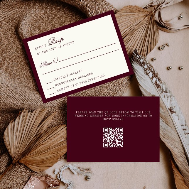 Carte de réponse de mariage avec code QR ivoire Bo (Créateur téléchargé)