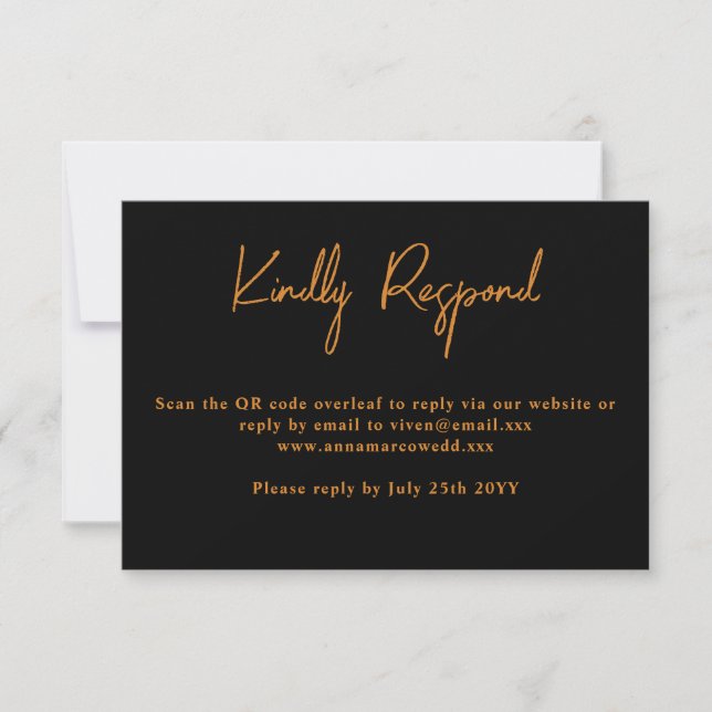 Carte de réponse de mariage avec code QR paillette (Devant)