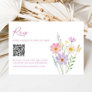 Carte de réponse de mariage avec code QR pour jard