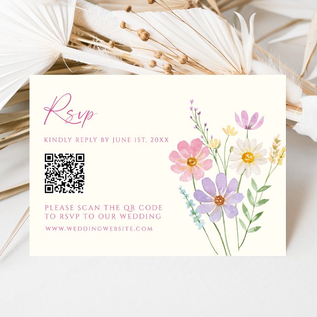 Carte de réponse de mariage avec code QR pour jard (Créateur téléchargé)