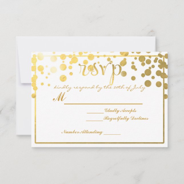 Carte de réponse de mariage avec confettis à feuil (Devant)