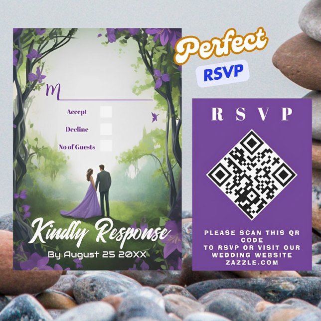 Carte de réponse de mariage avec design de forêt v (Créateur téléchargé)