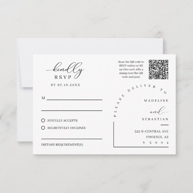 Carte de réponse de mariage avec faire-part Carton (Devant)