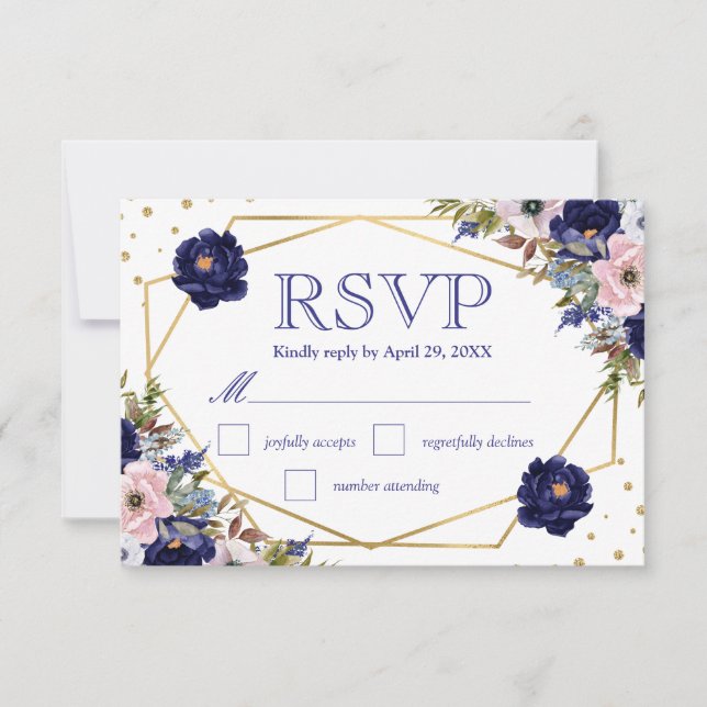 Carte de réponse de mariage avec fleurs d'hiver aq (Devant)