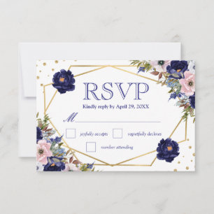 Carte de réponse de mariage avec fleurs d'hiver aq