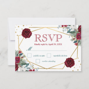 Carte de réponse de mariage avec fleurs d'hiver aq