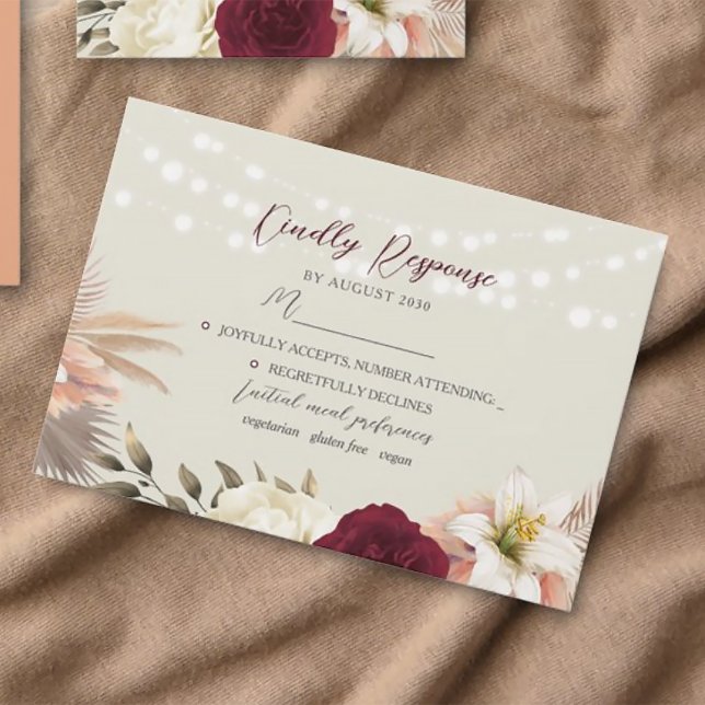Carte de réponse de mariage avec guirlande de lumi (Créateur téléchargé)