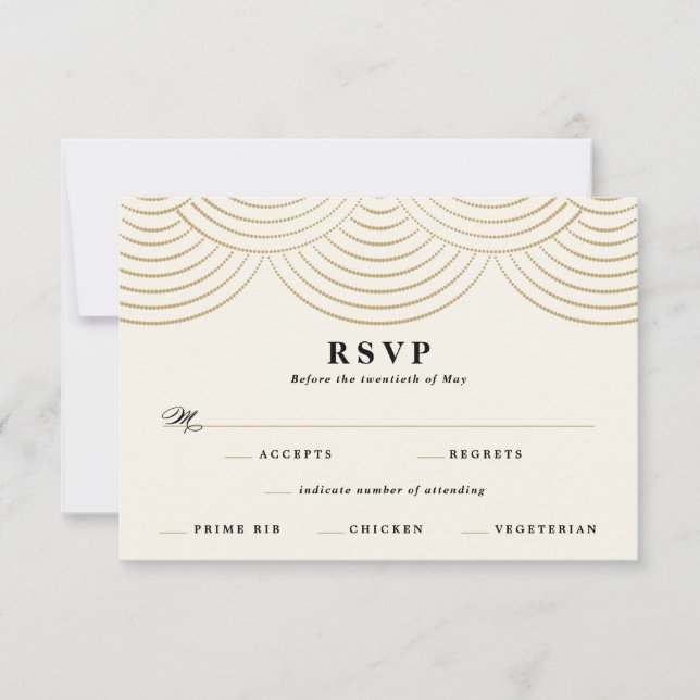 Carte de réponse de mariage avec guirlande en ivoi (Devant)
