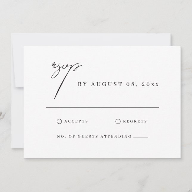 Carte de réponse de mariage avec illustration aqua (Devant)