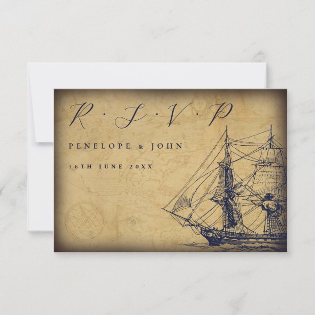 Carte de réponse de mariage avec illustration de n (Devant)
