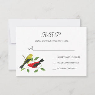 Carte de réponse de mariage avec l'art de l'oiseau