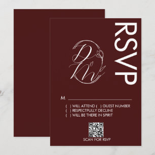 Carte de réponse de mariage avec logo floral délic