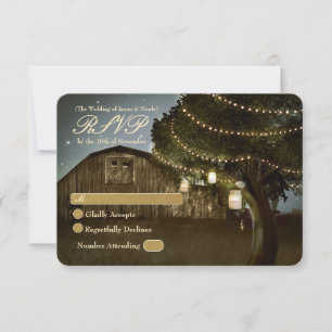 Carte de réponse de mariage avec lumières de grang