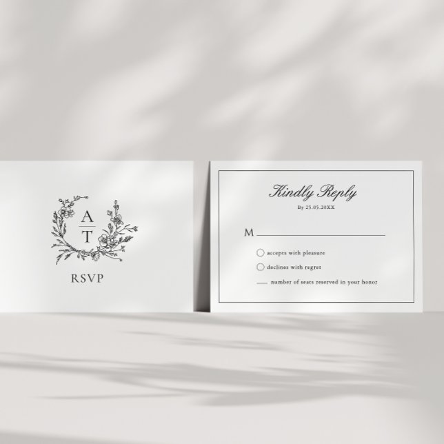 Carte de réponse de mariage avec monogramme de bla (Créateur téléchargé)
